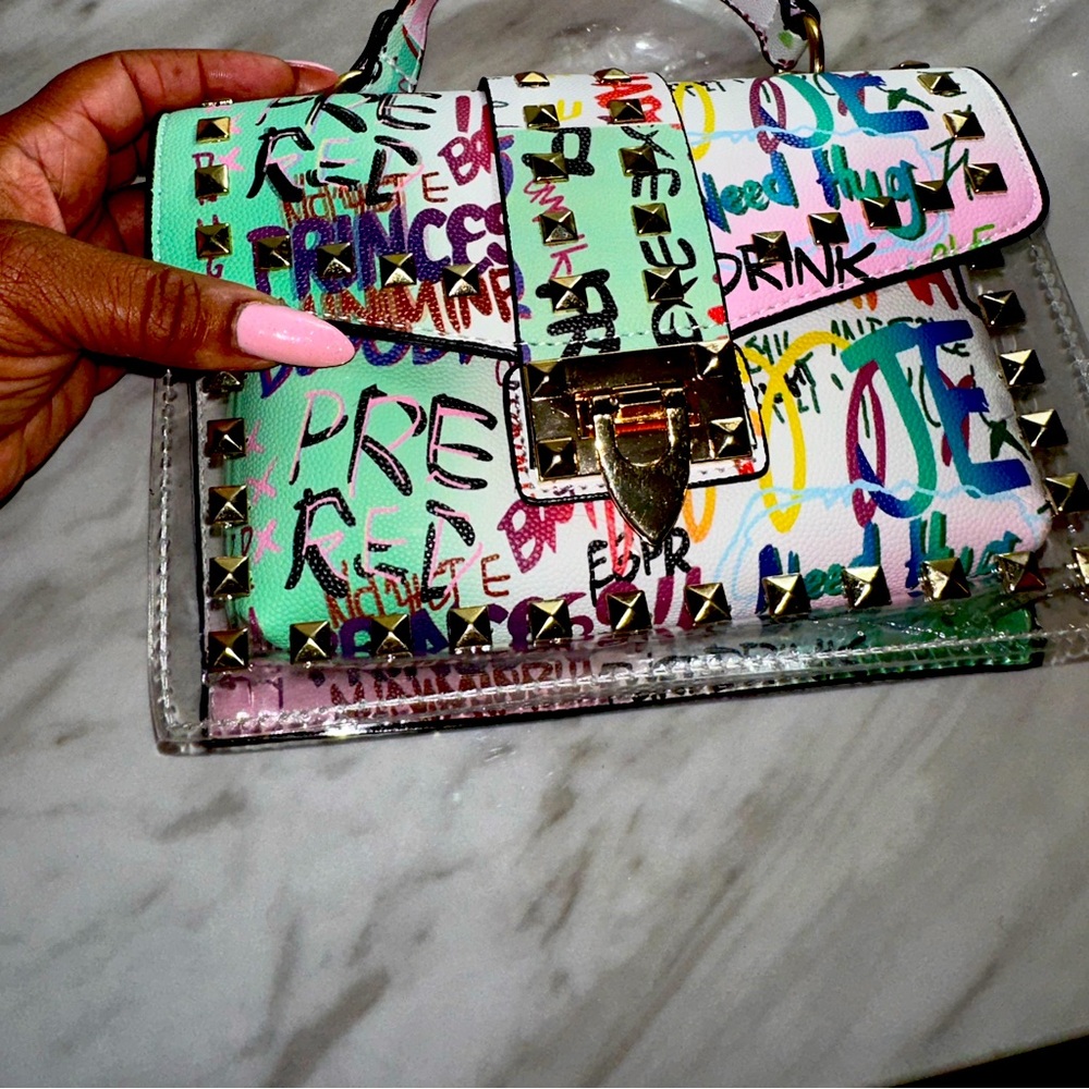 Graffiti Handbag with removable pouch